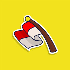 Indonesian flag sticker on yellow background. National flag clip art