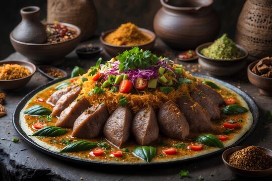 Lahma Mahshiyya - Egyptian Food: Savor the Richness of Lahma Mahshiyya, a Traditional Egyptian Dish of Stuffed Meat, Filled with Aromatic Spices, Rice, and Herbs for a Truly Hearty Meal.