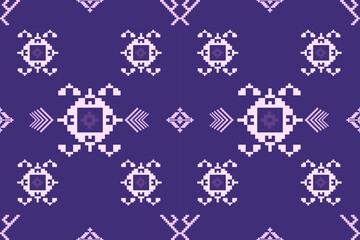 Ikat ethnic embroidery geometric abstract Aztec element seamless pattern. Native decorative oriental traditional design for fabric, clothing, wallpaper, background, texture, interior, decoration