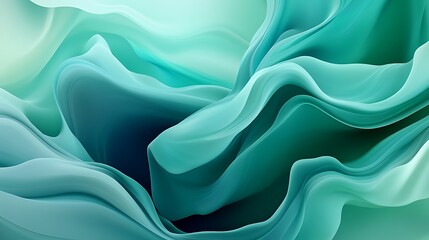 Obraz premium Abstract teal flowing wave design, smooth shapes and gradients for modern background art
