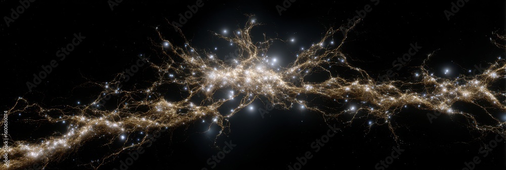Poster visualization of dark matter filaments with visible cosmic structures