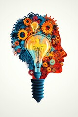 Strategic thinking and planning concept with a bright vintage red head line filled with colorful gears