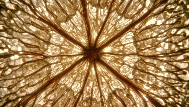 Microscopic cross section of populus stem revealing intricate plant cell structures for botanical study and educational purposes