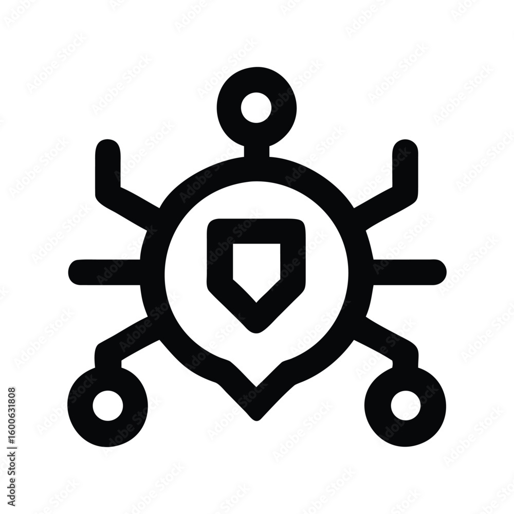 Aufkleber secure network icon: shielded connections protecting data