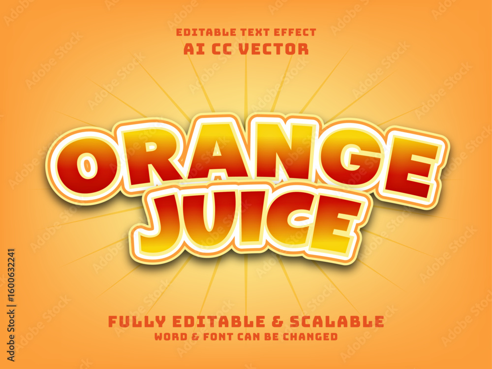 Poster orange juice text effect with 3d style with fun font