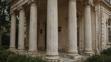 Obraz premium Doric columns made of limestone featuring fluted shafts