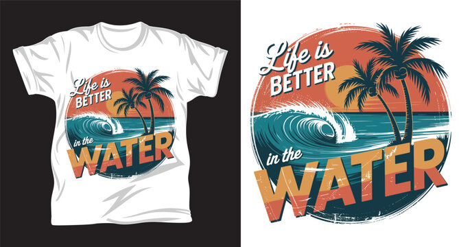 Surfing graphic T shirt design print