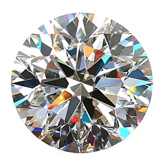 A bright round cut diamond with many sparkling facets