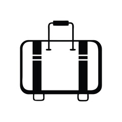 Black baggage icon stands ready with a extendable handle and a transparent background