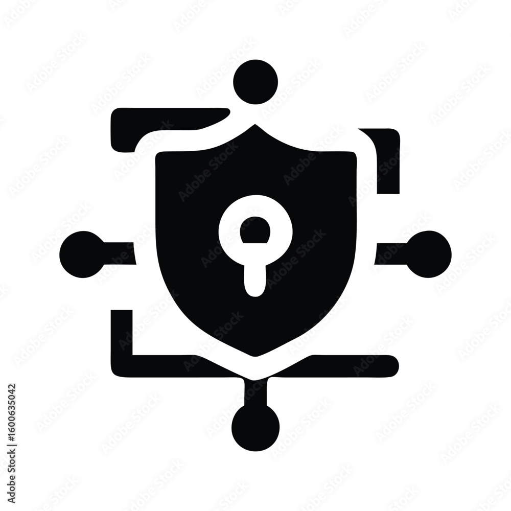 Aufkleber cybersecurity network shield with connected nodes for protection