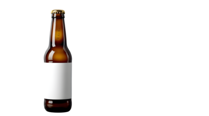 Brown Bottle with White Label on Marble Background isolated on transparent white background
