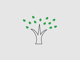 A stylized outline illustration of a tree with a simple