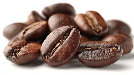 Obraz premium Roasted coffee beans with rich texture and warm tones, embodying the essence of artisanal coffee craftsmanship