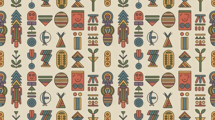 Explore an earthy, geometric pattern with tribal flair for your next creative project now!