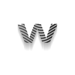 Minimalist Wavy 3D Letter W on White Background. 3D Layered Letter W Design with Wavy Striped Lines