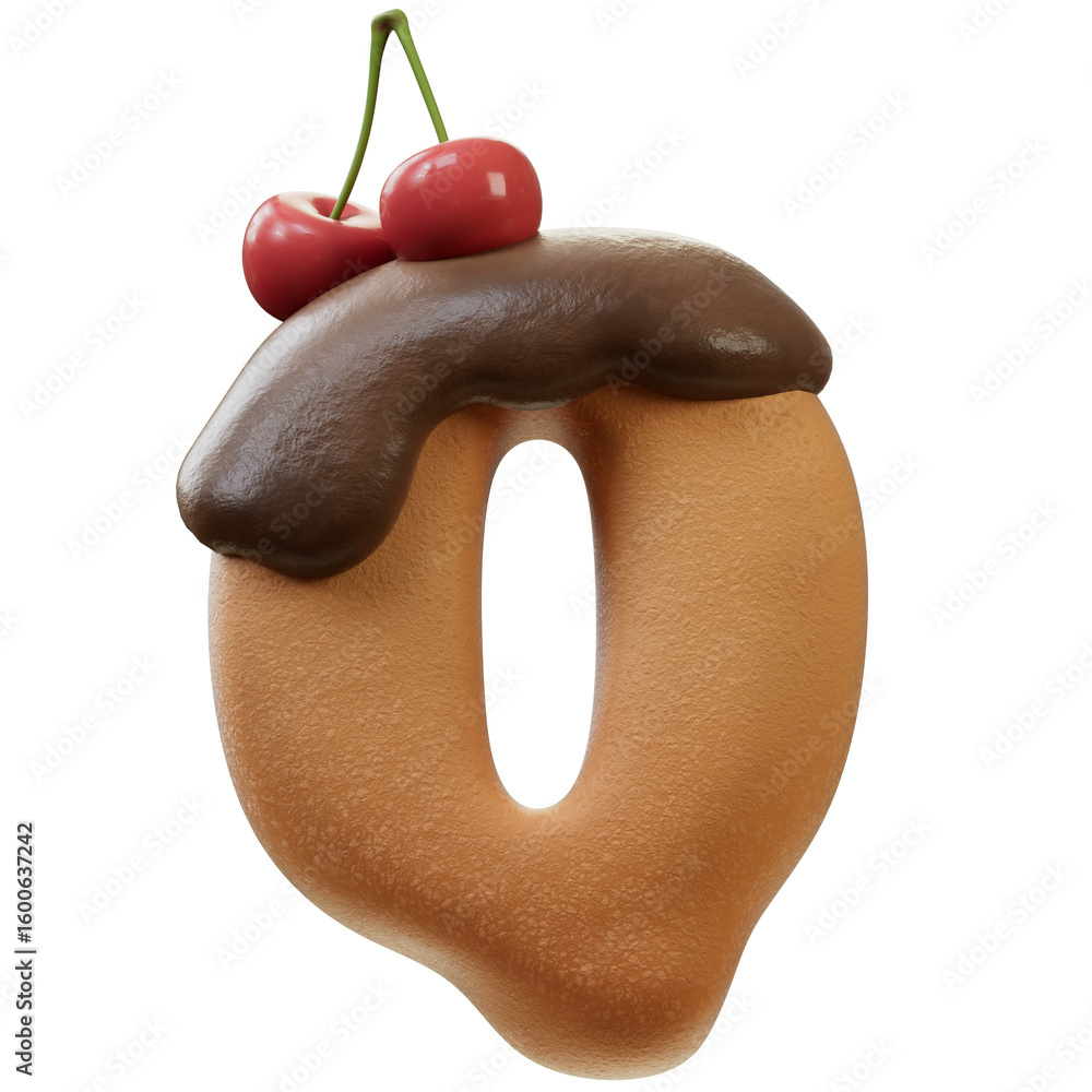 Fototapete 3d font.chocolate biscuit donut font concept. isometric alphabet. numbers and letters. 3d rendering 