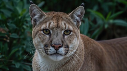 Fototapeta premium Wild pumas seen roaming in the metropolitan animal sanctuary
