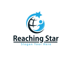 reaching star logo creative design concept global education