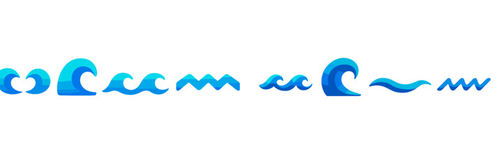Series of stylized wave designs representing ocean movement and tranquility during a sunny day