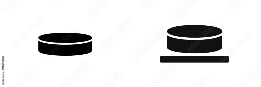 Poster two circular shapes with distinct designs shown side by side in a minimalist style for comparison