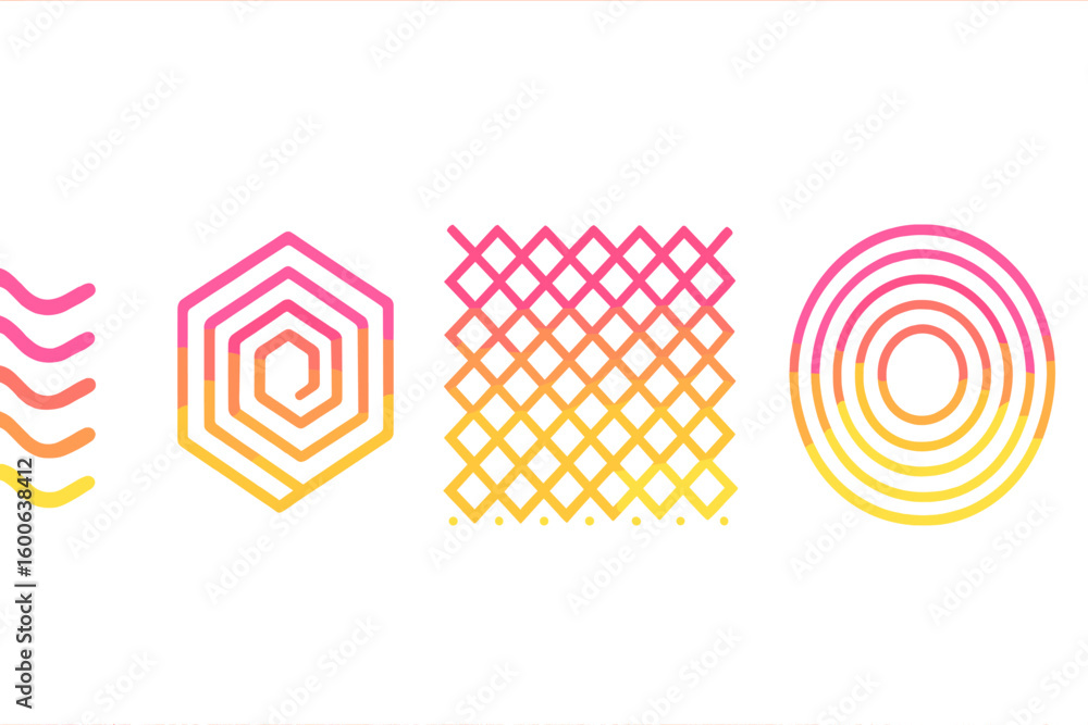 Poster colorful geometric patterns create a visually stimulating display illustrating modern design concept