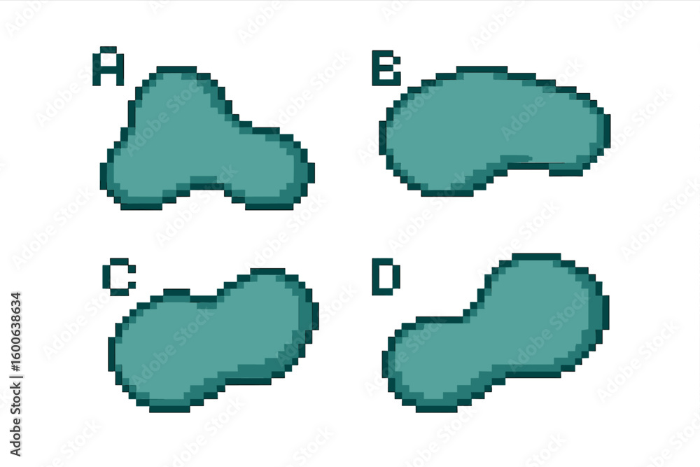 Fototapete Different shaped pixelated blobs in various formations displayed on a simple white background
