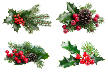 set of christmas elements