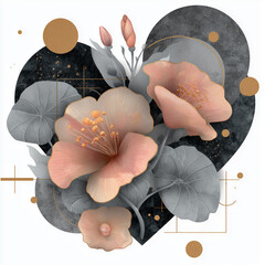 Floral and geometric heart design