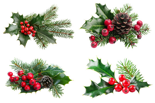 set of christmas elements