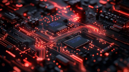 Obraz premium Illuminated Circuit Board: The Heart of Modern Technology and Innovation