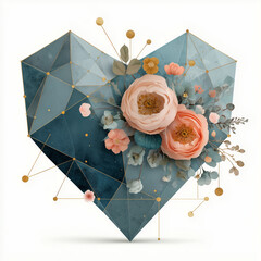 Floral and geometric heart design