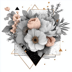 Floral and geometric heart design