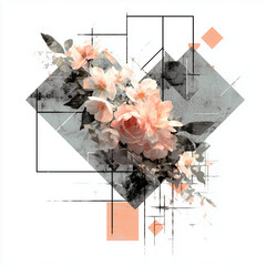Floral and geometric heart design