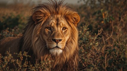 Fototapeta premium Close-up of a majestic lion's face