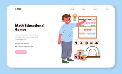 Child Engages with Educational Math Games Illustration