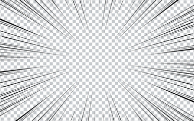 Black and white radial line background in comic book. Manga speed frame.
