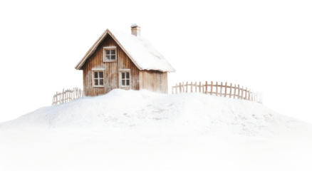 PNG House snow isolated wooden.