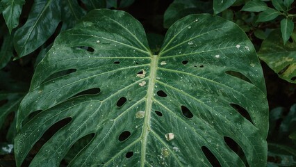 Innervation and vein details of tropical plant leaves demonstrating the biological functions of gas exchange and chlorophyll activity.