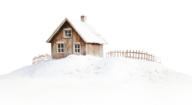 PNG House snow isolated wooden.