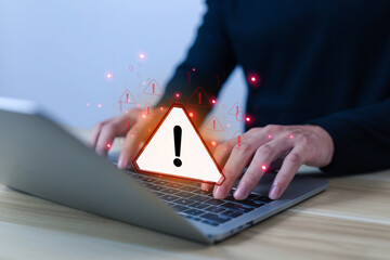 Alert about cyber attacks on laptops, cyber attacks on computer networks, viruses, spyware, malware or malicious software.