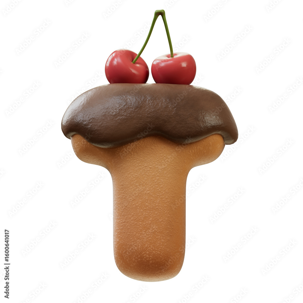 Poster 3d font.chocolate biscuit donut font concept. isometric alphabet. numbers and letters. 3d rendering 