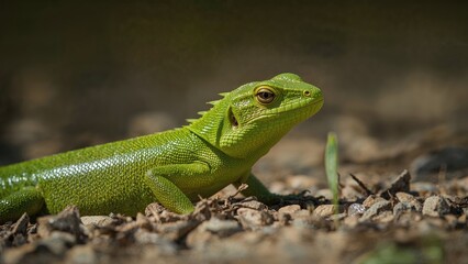 Fototapeta premium Reptile basking on the edge of a reservoir