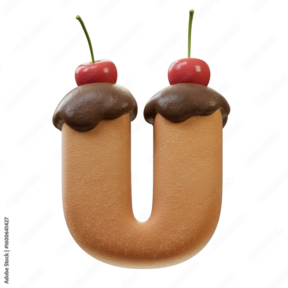 Fototapete 3d font.chocolate biscuit donut font concept. isometric alphabet. numbers and letters. 3d rendering 