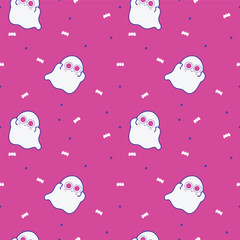 Cute kawaii ghost spooky character halloween pattern illustration