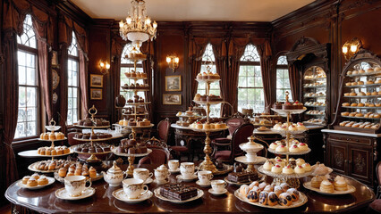 Fototapeta premium Luxurious Dessert Buffet in Elegant Room