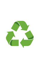 Obraz premium Green Recycling Symbol with Arrows and Shadow Effect on White Background