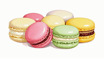 Sweet Ruffle macarons isolated watercolor vector illustration svg