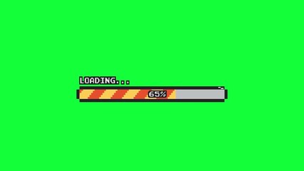 Pixel art loading animation, 8 bit loading on green screen, retro game start, loading from 1 - 100   - Powered by Adobe
