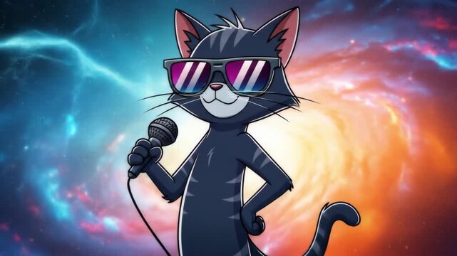 Cosmic Cat Crooner: A Galactic Performance