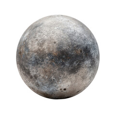 A textured grey sphere isolated on a transparent background